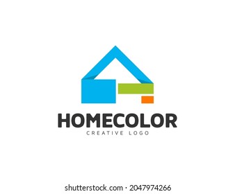 Modern colorful home real estate logo design 