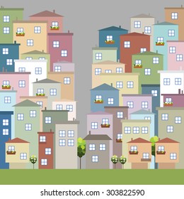 Modern Colorful Houses, Real Estate, Panoramic View