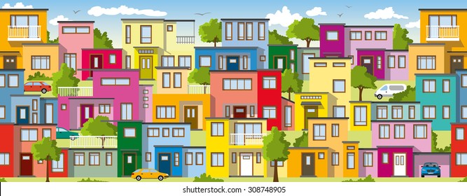 Modern colorful houses, also usable as a continuous background