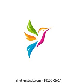 Ilustración del logotipo del colibrí colorido moderno