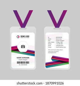  Modern Colorful ID Card Design Template with Abstract Shape. Easy to Use and Customize.