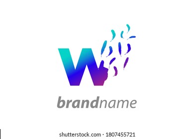 Modern and Colorful Illustration logo design Initial W Feather Freedom.
