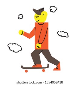 modern colorful illustration person skating