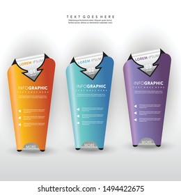 Modern colorful Infographic Template for Business with main idea and 3 options, steps or processes. 3D Roll up banner design. set of pricing table, order, box, offer tariffs
