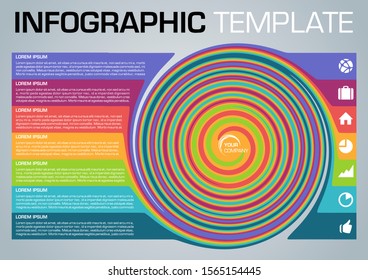 Modern colorful infographics options template vector with swirl colorful rectangle on grey background