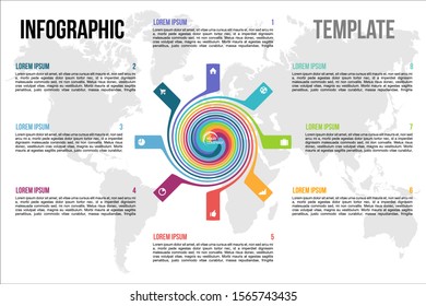 Modern colorful infographics options template vector with swirl colorful rectangle on white background