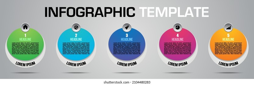 Modern colorful infographics options template vector with 3D circle on grey background
