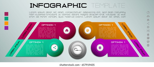 Modern colorful infographics options template vector with colorful elements on gradient background. Can be used for web design, brochure, presentations and workflow layout