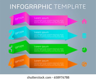 Modern colorful infographics options template vector with ribbons.