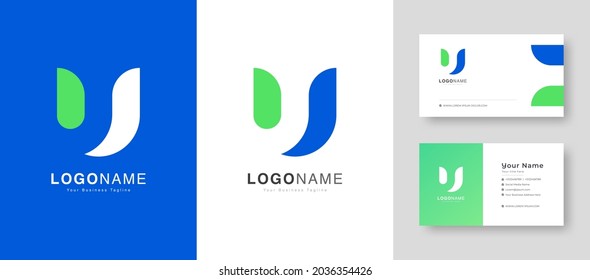 Modern Colorful Initial Creative Clean U Letter Logo With Premium Business Card Design Vector Template for Your Company Business