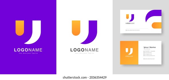 Modern Colorful Initial Creative Clean U Letter Logo With Premium Business Card Design Vector Template for Your Company Business