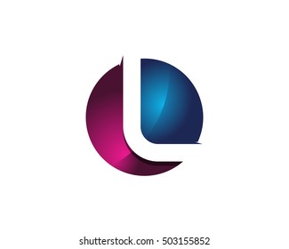 Modern Colorful L Letter 3D Circle Negative Space Logo Design Template