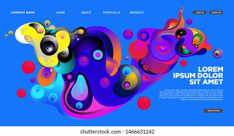Modern Colorful Landing page Abstract Fluid Background Template. Wave Liquid shape in colorful Website background in Eps 10. 
