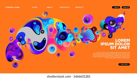 Modern Colorful Landing page Abstract Fluid Background Template. Wave Liquid shape in colorful Website background in Eps 10. 
