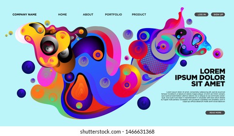 Modern Colorful Landing page Abstract Fluid Background Template. Wave Liquid shape in colorful Website background in Eps 10. 
