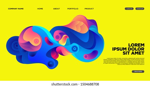 Modern Colorful Landing page Abstract Fluid Background Template. Wave Liquid shape in colorful Website background in Eps 10.