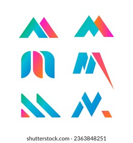modern and colorful letter M logo collection, vector