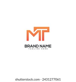 Modern colorful letter MT TM logo design vector template. Initials business logo.