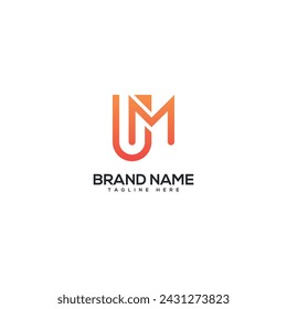 Modern colorful letter UM MU logo design vector template. Initials business logo.