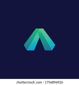 Modern colorful letter a v logo template simple creative blue hexagon cryptocurrency crypto coin token