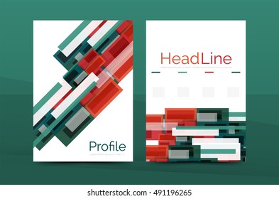 Modern colorful line composition design. Abstract background set
