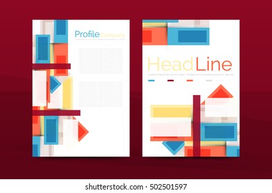 Modern colorful line composition design. Abstract background set