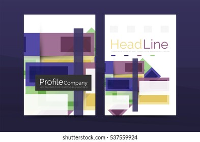 Modern colorful line composition design. Abstract background set