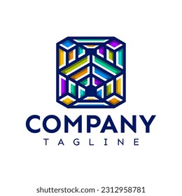 Diseño del logotipo H inicial geométrico de línea colorida y moderna. Logo de la letra tecnológica H.