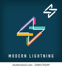 Modern colorful and linear flash logo design. Creative energy and electrical design, corporate identity. vector