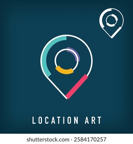 Modern colorful and linear location logo design. Creative map and destination design, corporate identity. vector