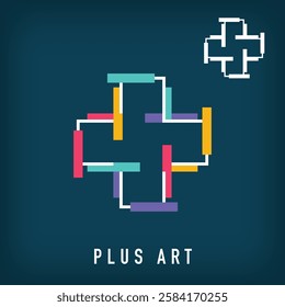 Modern colorful and linear plus sign logo design. Creative medicine and service design, corporate identity. vector