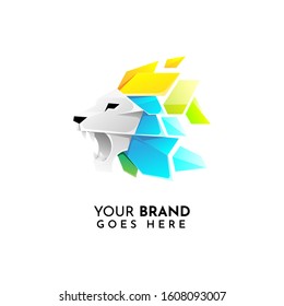 Modern and colorful Lion head logo