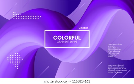 Modern Colorful Liquid Shape. 3d Abstract Fluid Background. Trendy Vibrant Gradient in Purple and Ultraviolet Colors. Modern Vector Illustration. Futuristic Wave Template with Gradient Flowing Element