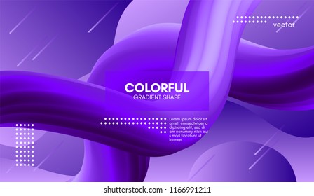 Modern Colorful Liquid Shape. 3d Abstract Fluid Background. Trendy Vibrant Gradient in Purple and Ultraviolet Colors. Modern Vector Illustration. Futuristic Wave Template with Gradient Flowing Element