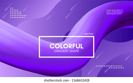 Modern Colorful Liquid Shape. 3d Abstract Fluid Background. Trendy Vibrant Gradient in Purple and Ultraviolet Colors. Modern Vector Illustration. Futuristic Wave Template with Gradient Flowing Element