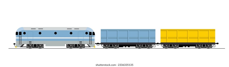 Modern colorful locomotive concept. Travel, trip and journey. Subway and city infrastructure. Template, layout and mock up. Cartoon flat vector illustration isolated on white background