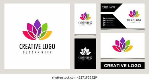 Modern Colorful Lotus Flower Logo design template with business card design