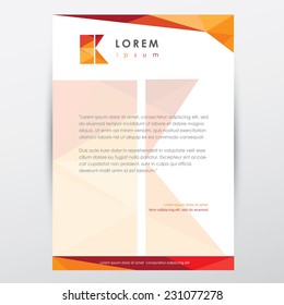 modern colorful low poly style letterhead memorandum presentation template for company visual identity with letter k logo element