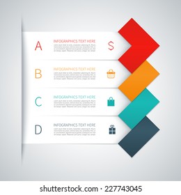 Modern colorful minimal arrow infographics elements. Origami style. Vector illustration. Can be used for workflow layout, diagram, number and step up options, web design.