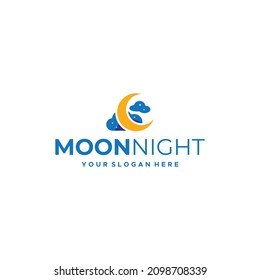 Modern Colorful Moon Night sky cloud Logo design