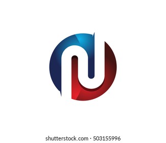 Modern Colorful N Letter 3D Circle Negative Space Logo Design Template