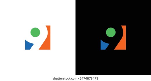 Modern and colorful number 9 logo design