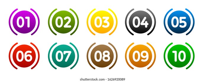 Modern colorful numbers button set multicolored – vector