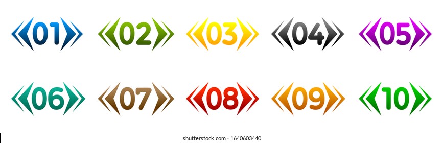 Modern colorful numbers button set multicolored – for stock