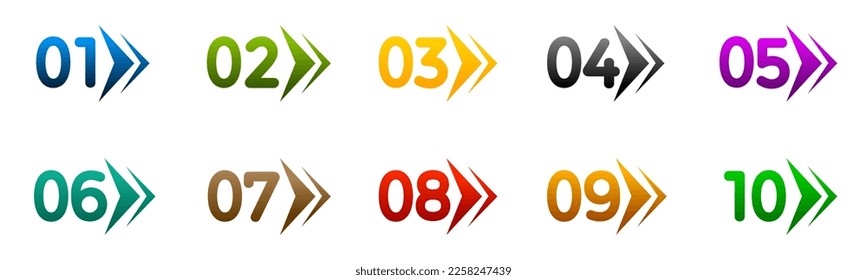 Modern colorful numbers button set multicolored – stock vector