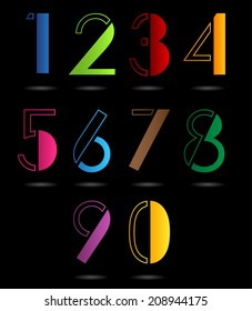  modern colorful numbers set. 