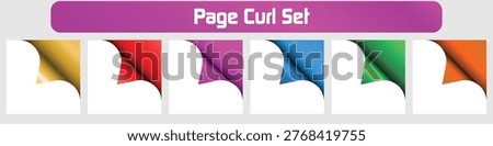 Modern Colorful Page Curl Corner Set with Glossy Gradient Paper Fold Effects 