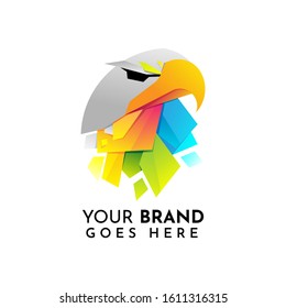 modern and colorful paper cut style eagle head logo