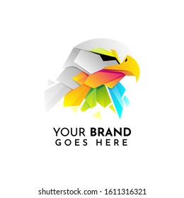 modern and colorful paper cut style eagle head logo