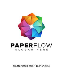 modern colorful paper flower logo design vector template